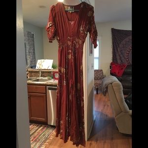 Orange Floral Maxi Dress